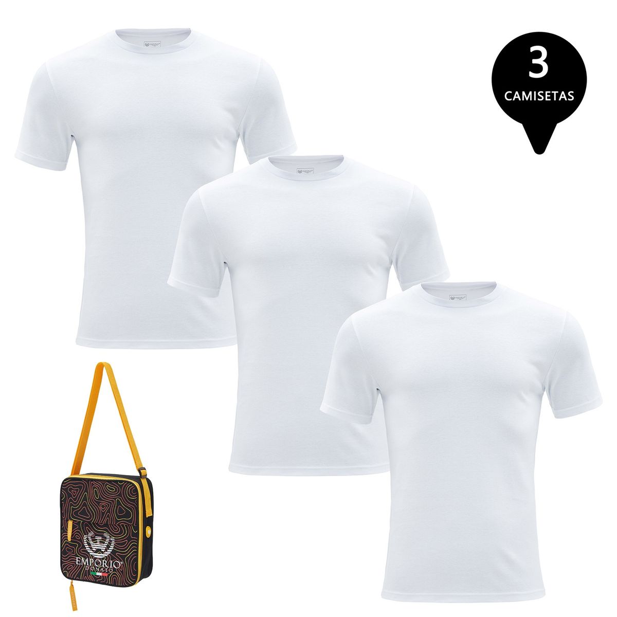 GIOVACCHINO - Pack de 3 Camisetas Manga Corta Algodón Hombre Con Bolso de Regalo