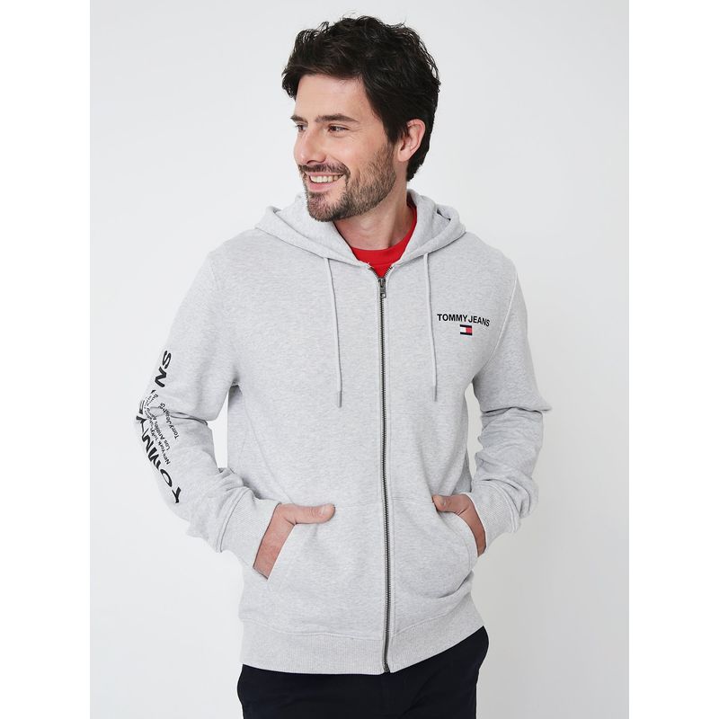 TOMMY HILFIGER - Polerón Hoodie Con Cierre Gris Tommy Hilfiger