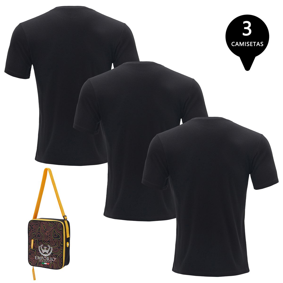 GIOVACCHINO - Pack de 3 Camisetas Manga Corta Algodón Hombre Con Bolso de Regalo
