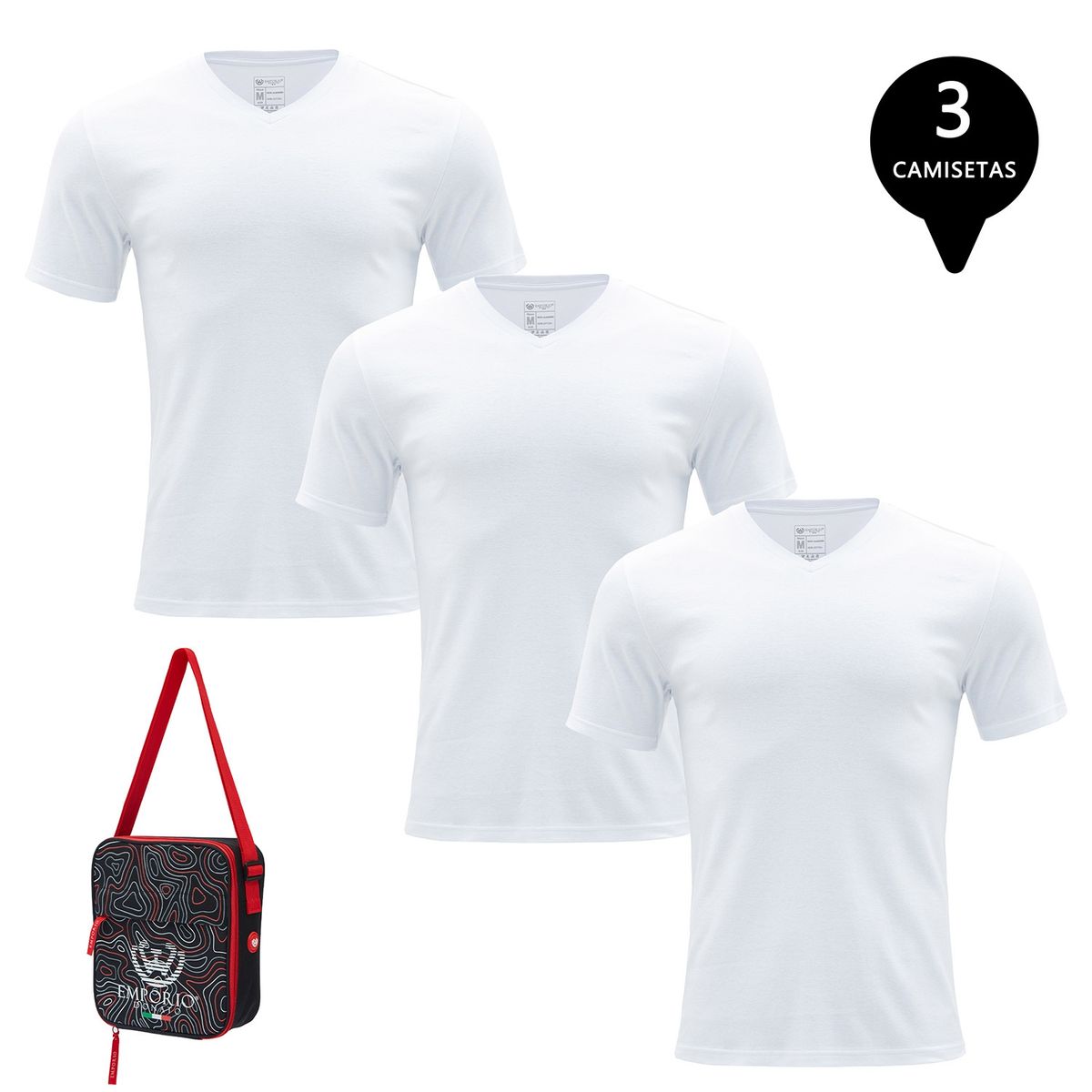GIOVACCHINO - Pack de 3 Camisetas Manga Corta Algodón Hombre Con Bolso de Regalo