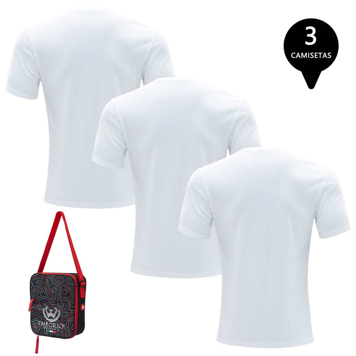 GIOVACCHINO - Pack de 3 Camisetas Manga Corta Algodón Hombre Con Bolso de Regalo