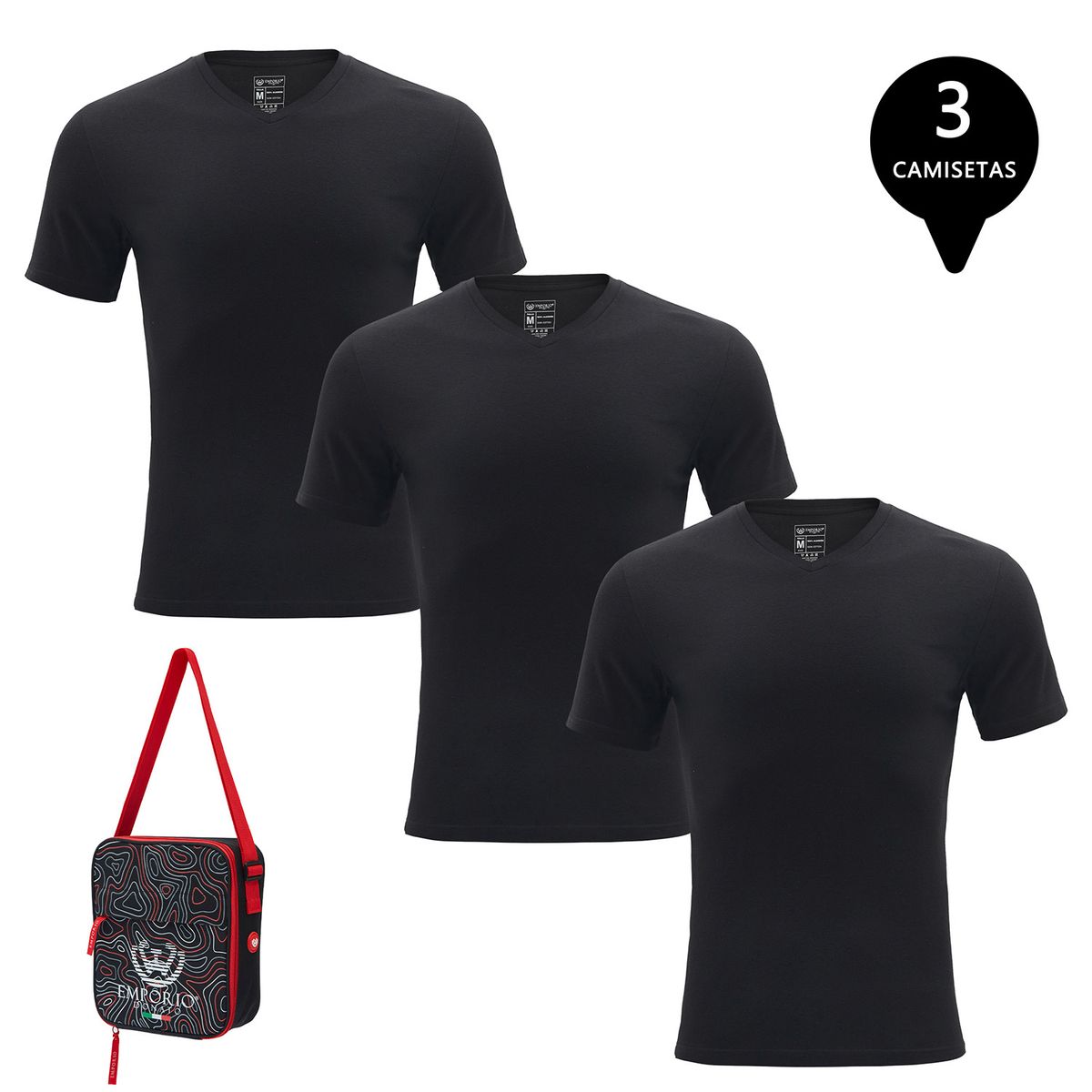 GIOVACCHINO - Pack de 3 Camisetas Manga Corta Algodón Hombre Con Bolso de Regalo