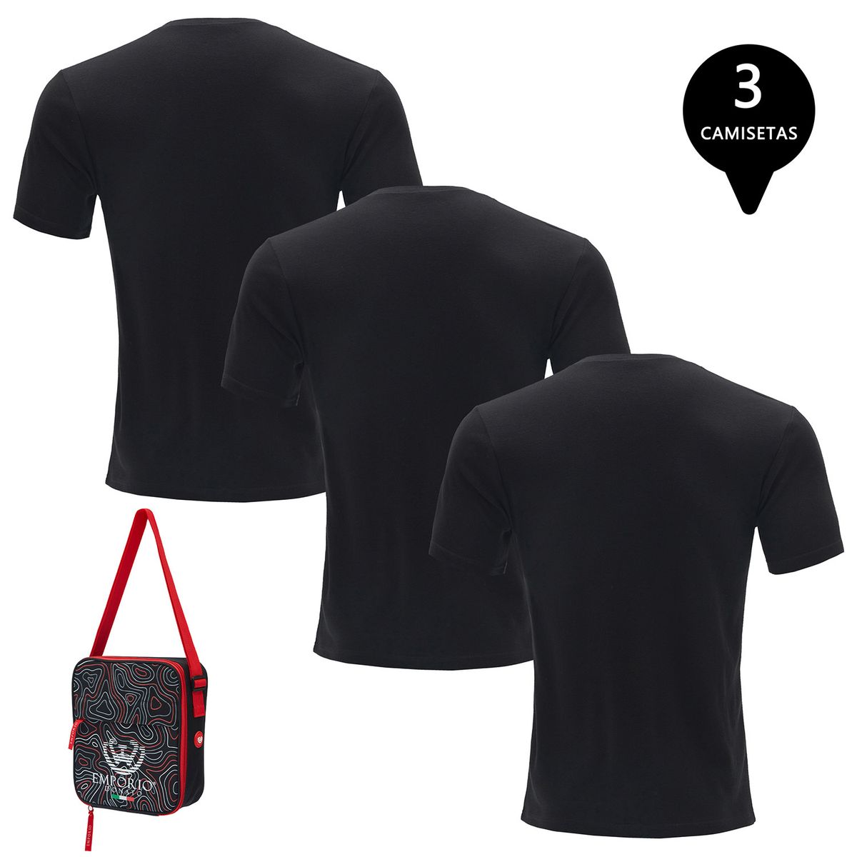 GIOVACCHINO - Pack de 3 Camisetas Manga Corta Algodón Hombre Con Bolso de Regalo