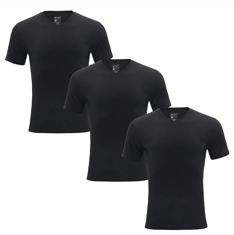 Pack de 3 Camisetas Manga Corta Algodon Hombre Giovacchino Negro S