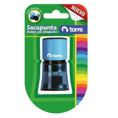 TORRE - Sacapuntas doble c/deposito - Azul