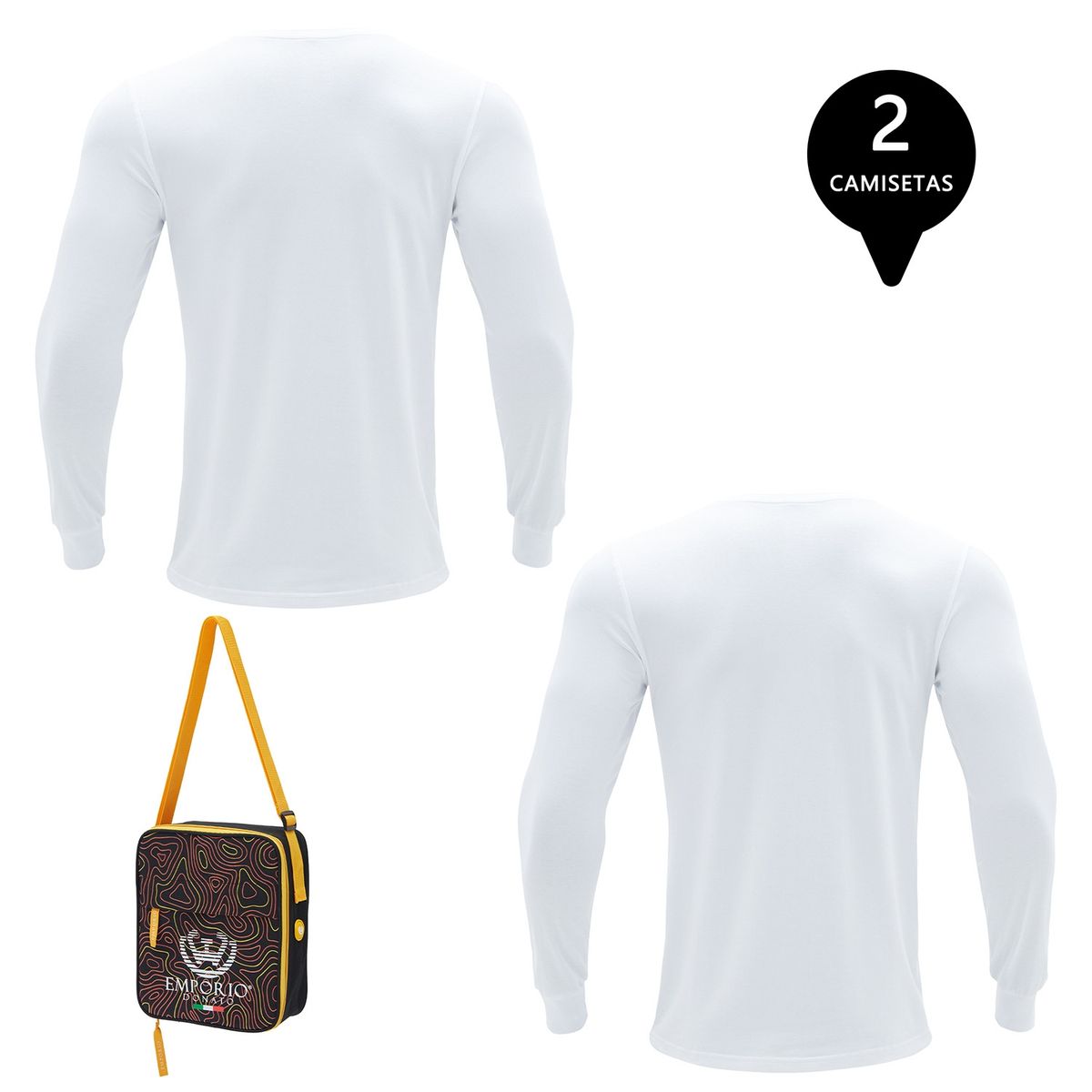 GIOVACCHINO - Pack de 2 Camisetas Manga Larga Algodón Hombre Con Bolso de Regalo