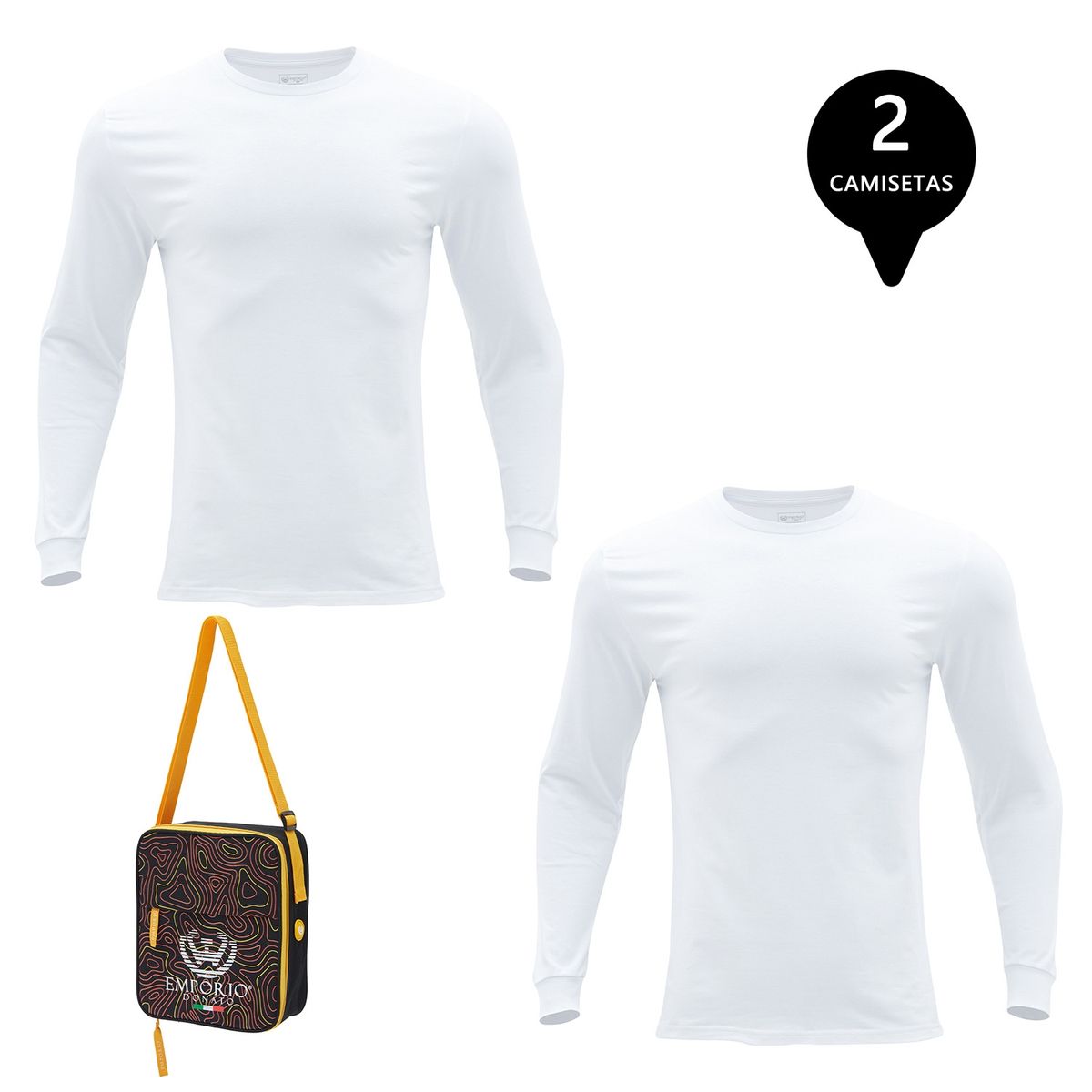 GIOVACCHINO - Pack de 2 Camisetas Manga Larga Algodón Hombre Con Bolso de Regalo