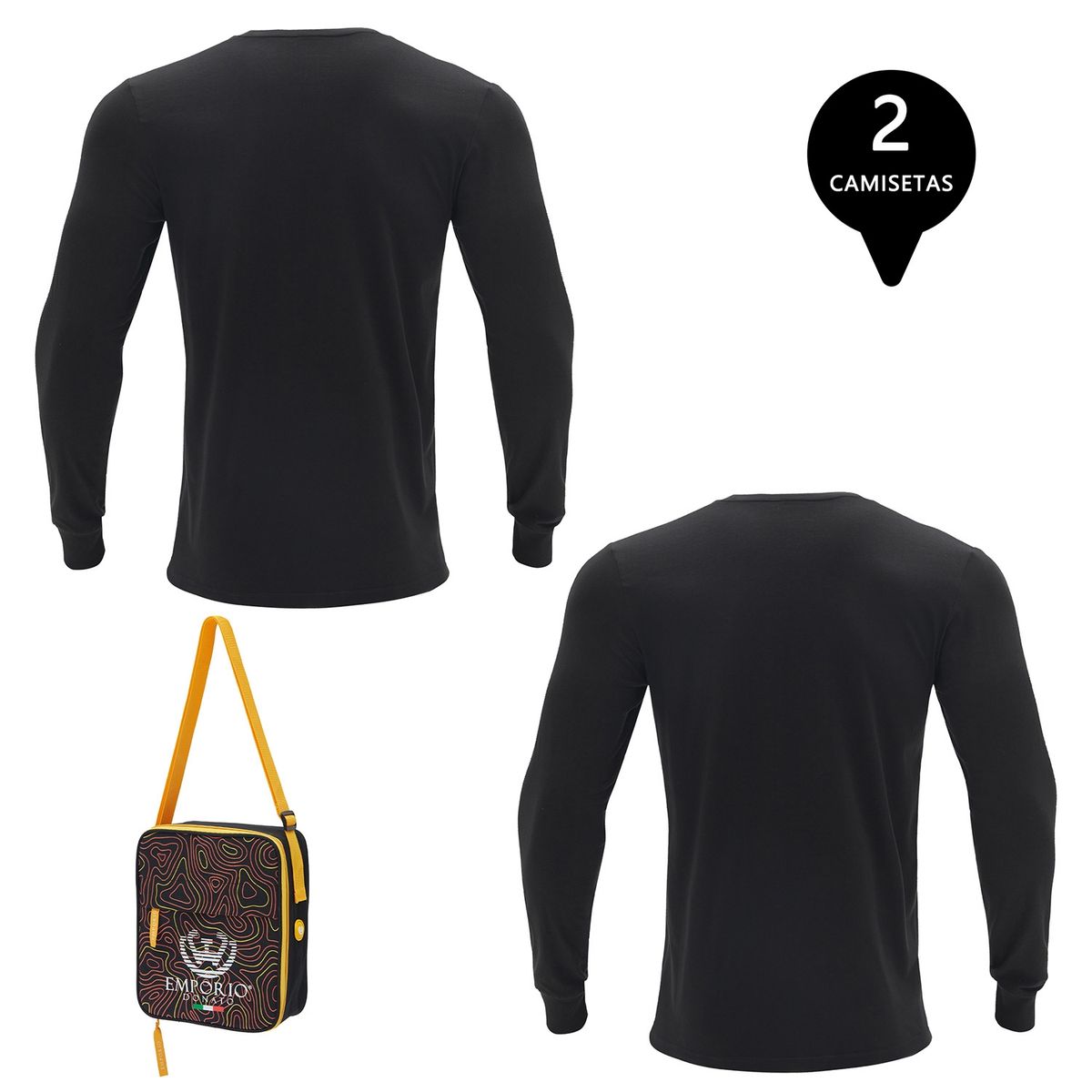 GIOVACCHINO - Pack de 2 Camisetas Manga Larga Algodón Hombre Con Bolso de Regalo