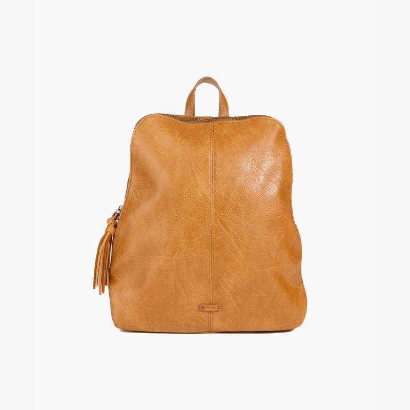 LOUNGE - Mochila Mujer Flecos Gamuza Camel