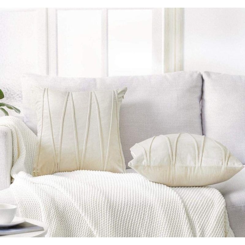 GENERICO - Pack 2 Fundas De Cojin Terciopelo Rayas Suaves 45x45 Color Blanco.