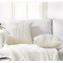 GENERICO - Pack 2 Fundas De Cojin Terciopelo Rayas Suaves 45x45 Color Blanco.