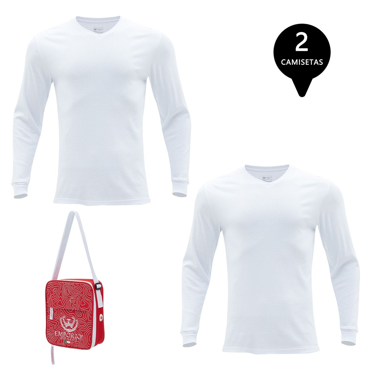 GIOVACCHINO - Pack de 2 Camisetas Manga Larga Algodón Hombre Con Bolso de Regalo