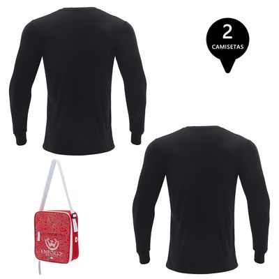 Imagen 2 del producto Pack de 2 Camisetas Manga Larga Algodón Hombre Con Bolso de Regalo