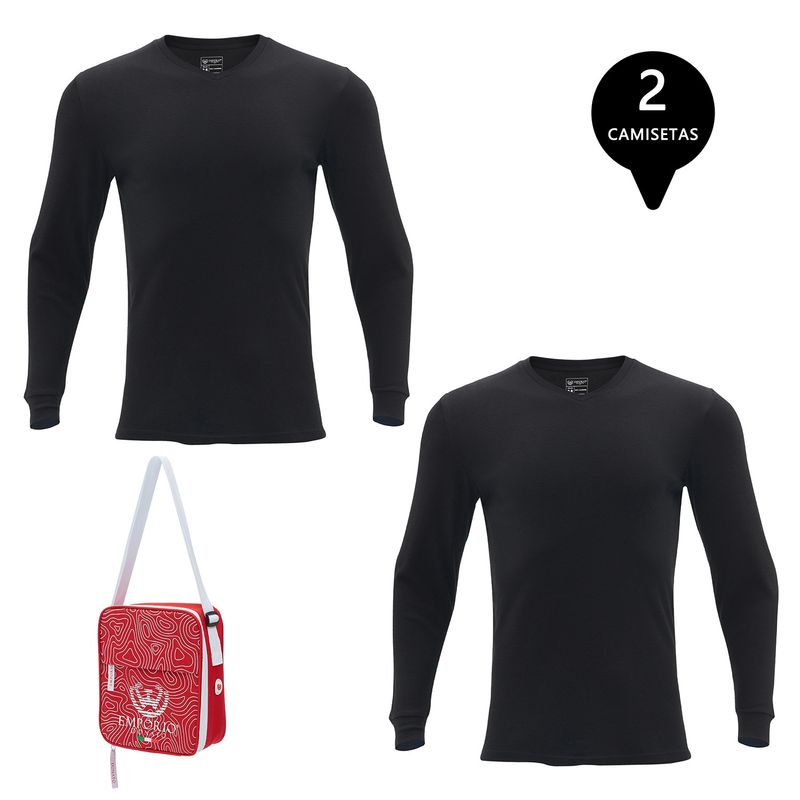GIOVACCHINO - Pack de 2 Camisetas Manga Larga Algodón Hombre Con Bolso de Regalo