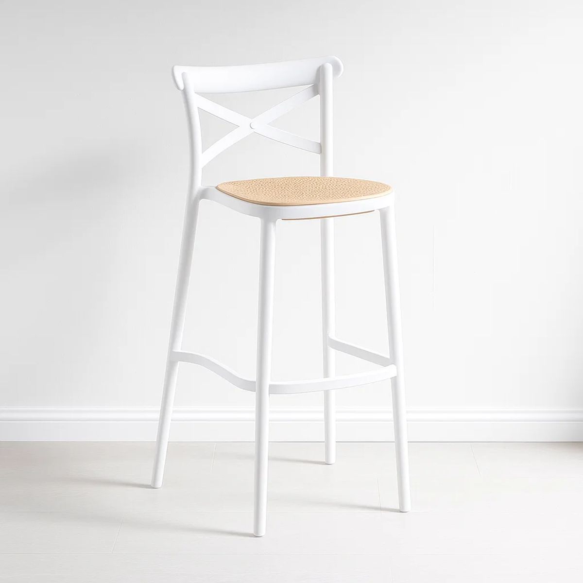 KLIK - Taburete Crossback Danubio Piso de Bar o Terraza Exterior - Blanco