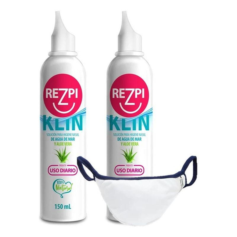 NEWSCIENCE - 2 X Rezpiklin - Spray Nasal Natural + Mascarilla Con Cobre.