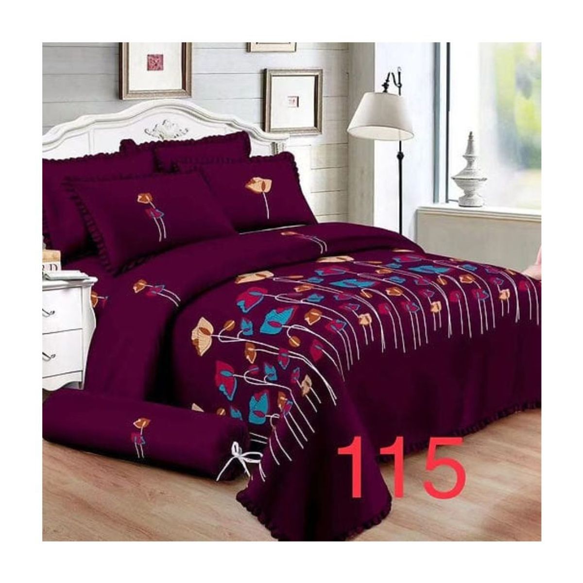 GENERICO - Cubrecama Quilt King Verano Reversible - Flores Tricolor 115