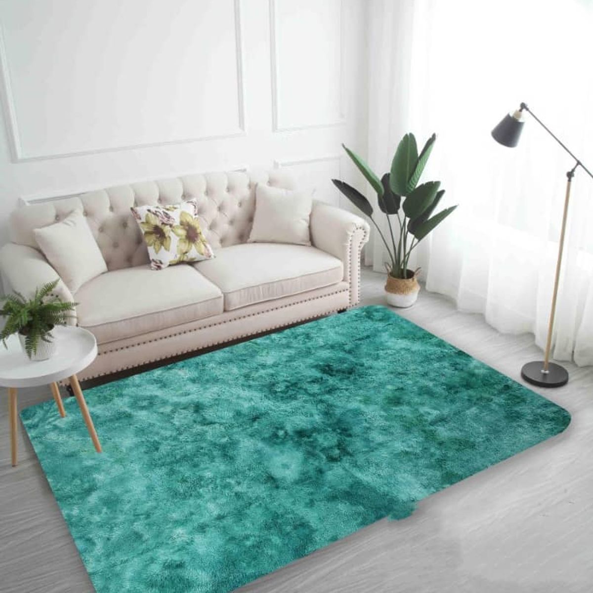 GENERICO - ALFOMBRAS PELUDAS DE COLOR TURQUESA JASPEADO EN LA MEDIDA 200X240cm