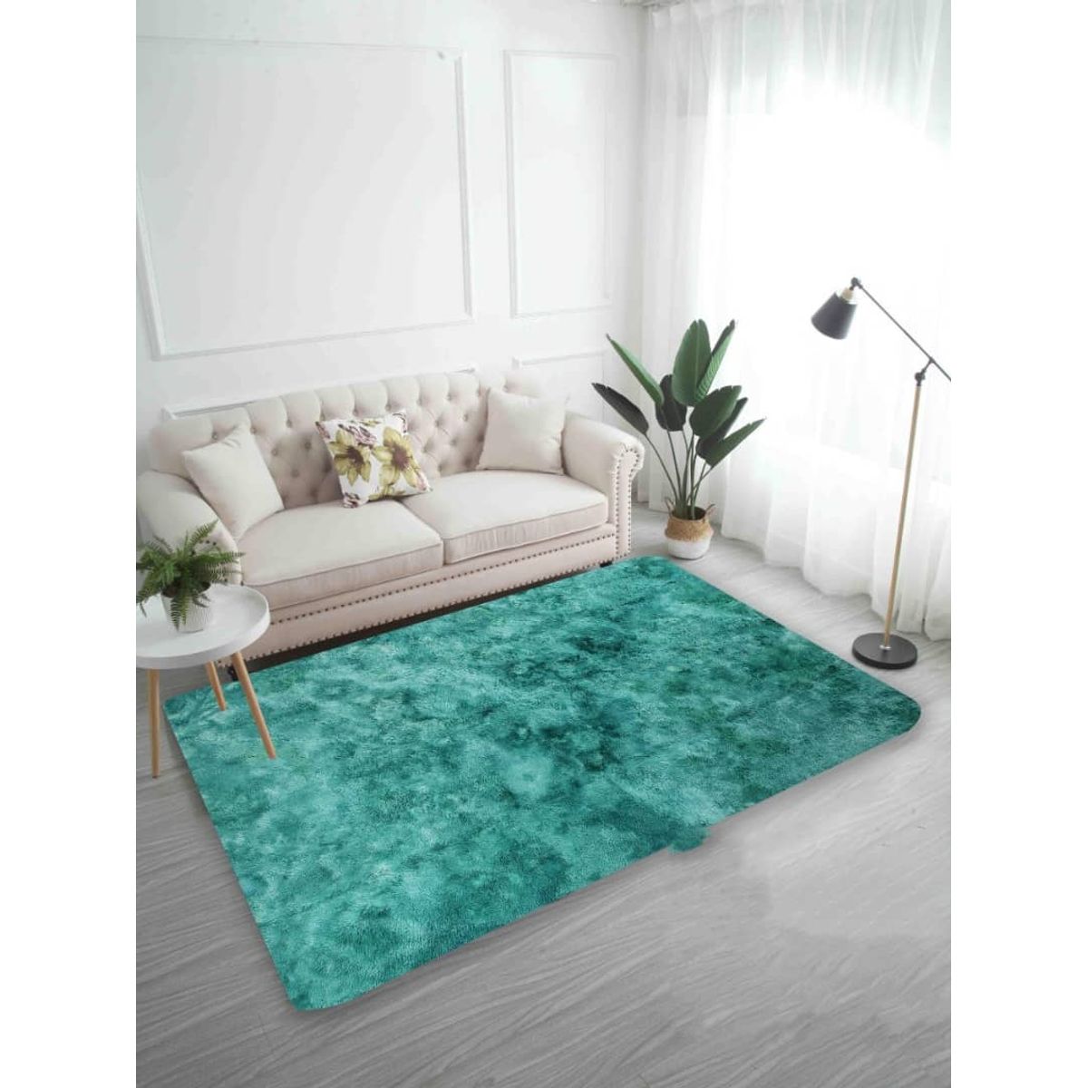 GENERICO - ALFOMBRAS PELUDAS DE COLOR TURQUESA JASPEADO EN LA MEDIDA 200X240cm