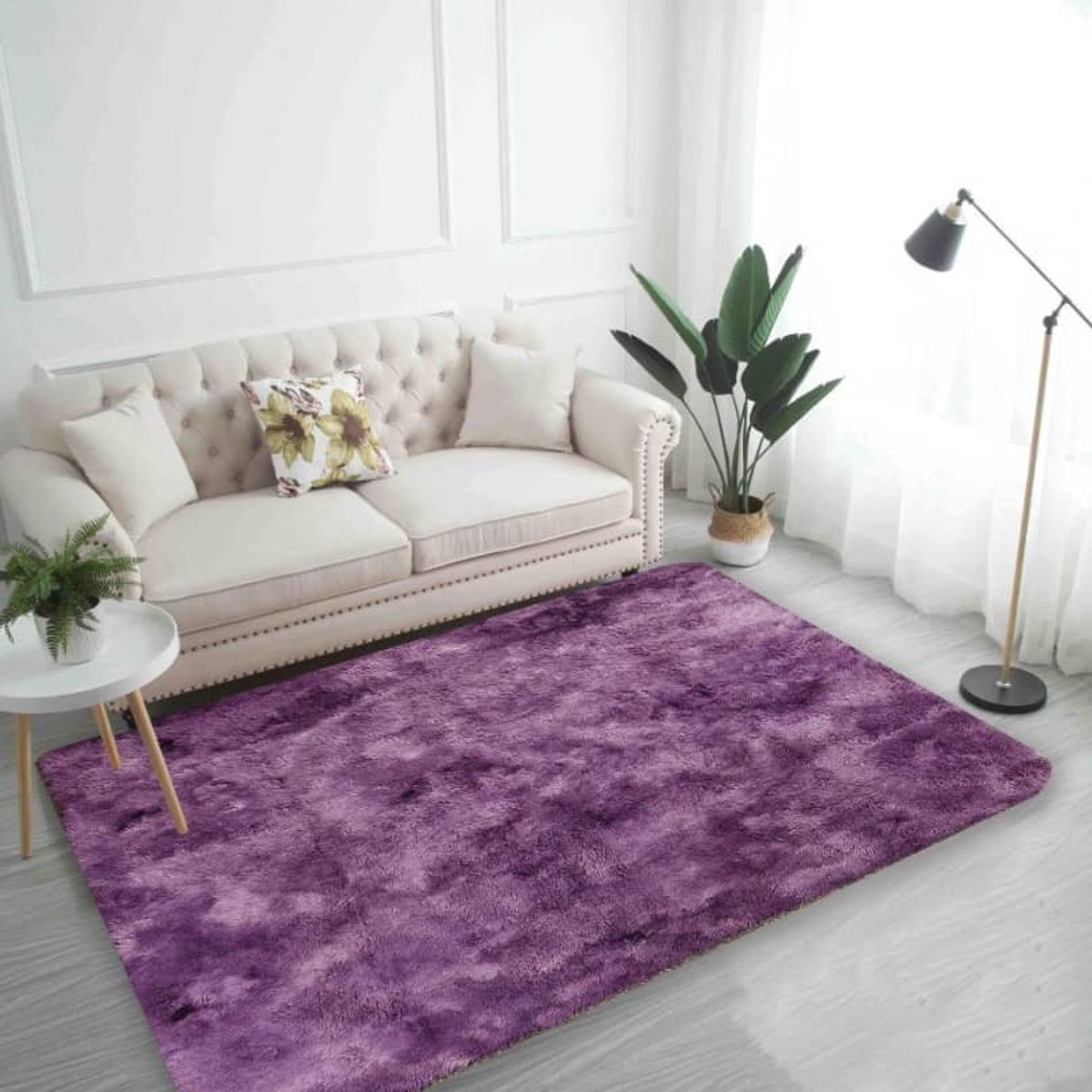 GENERICO - ALFOMBRAS PELUDAS DE COLOR MORADO JASPEADA EN LA MEDIDA 180X200cm