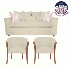 SITIAL HOME - Living 311 Bubha Beige Sofa 3 cuerpos con resortes mas 2 sitiales