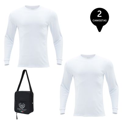 Imagen 1 del producto Pack 2 Camisetas Manga Larga Algodón Premium Hombre + Bolso de Regalo