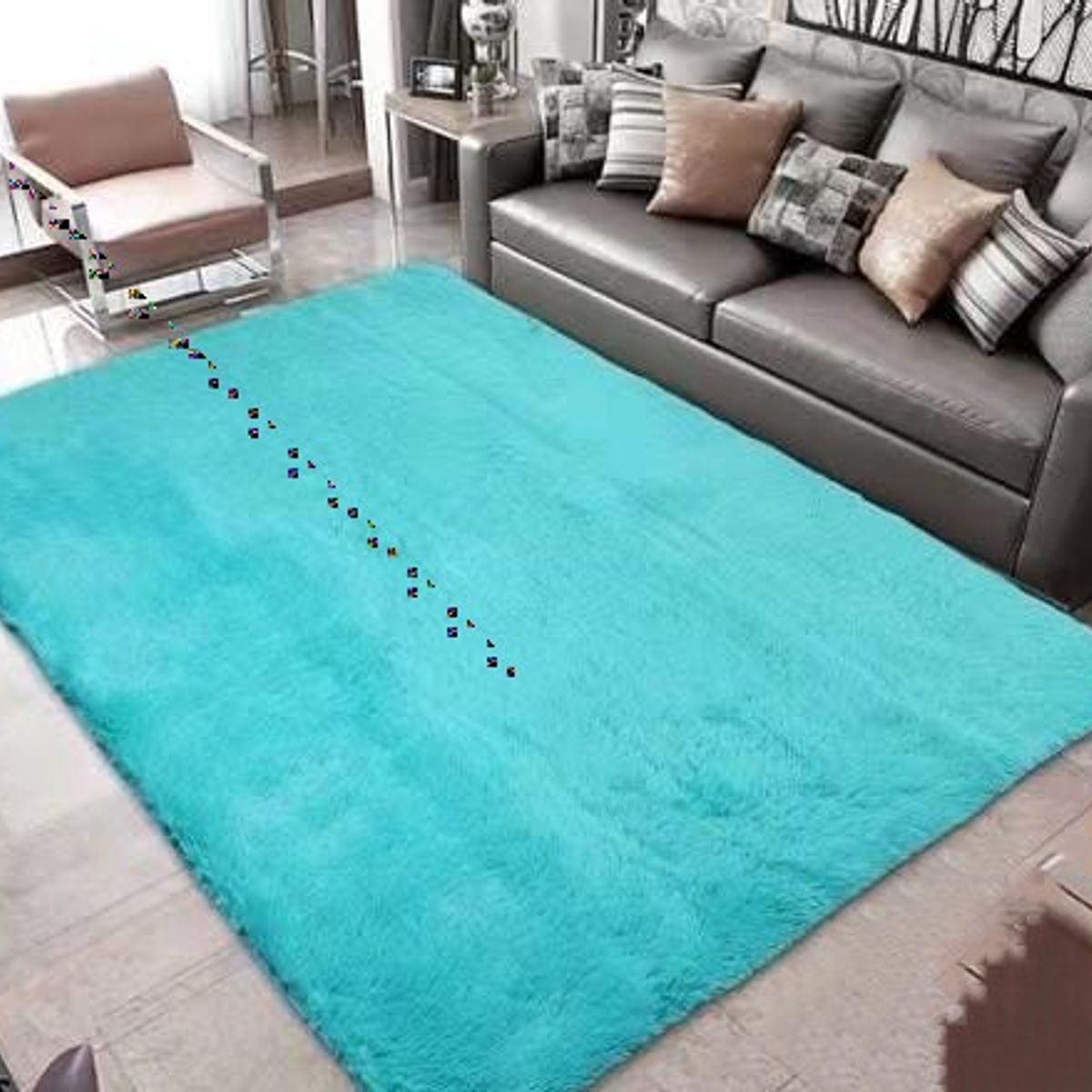 GENERICO - ALFOMBRAS PELUDAS DE COLOR TURQUESA EN LA MEDIDA 180X200cm TF