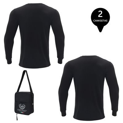 Imagen 2 del producto Pack 2 Camisetas Manga Larga Algodón Premium Hombre + Bolso de Regalo