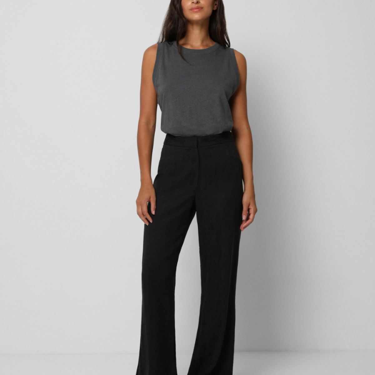 SCALPERS - Pantalón Flare Jacquard Black