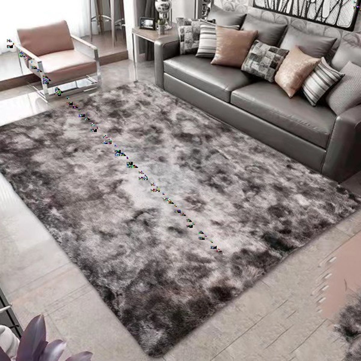 GENERICO - ALFOMBRAS PELUDAS NEGRO Y BLANCO JASPEADO EN LA MEDIDA 180X200cm