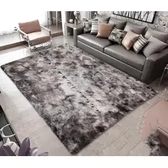 GENERICO - ALFOMBRAS PELUDAS NEGRO Y BLANCO JASPEADO EN LA MEDIDA 200X240cm