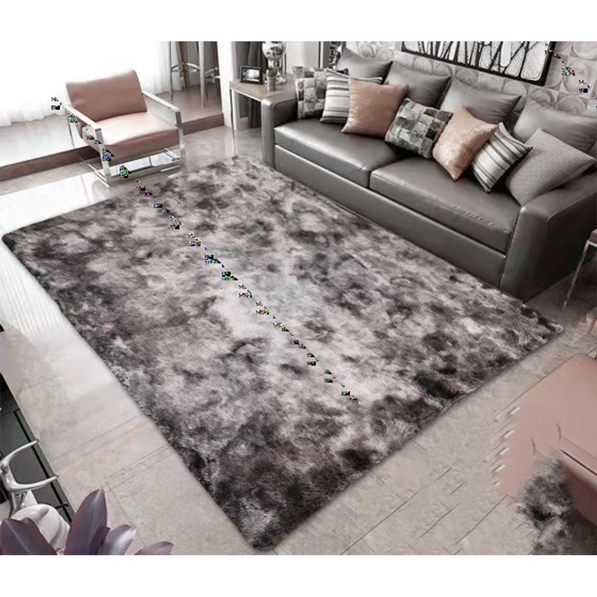 GENERICO - ALFOMBRAS PELUDAS NEGRO Y BLANCO JASPEADO EN LA MEDIDA 200X300cm TF