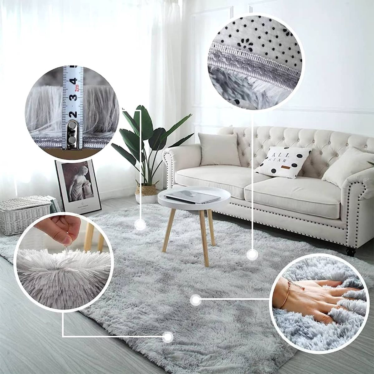 GENERICO - ALFOMBRAS PELUDAS NEGRO Y BLANCO JASPEADO EN LA MEDIDA 200X300cm TF