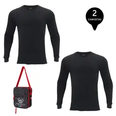 GIOVACCHINO - Pack 2 Camisetas Manga Larga Algodón Panal Hombre Con Bolso de Regalo