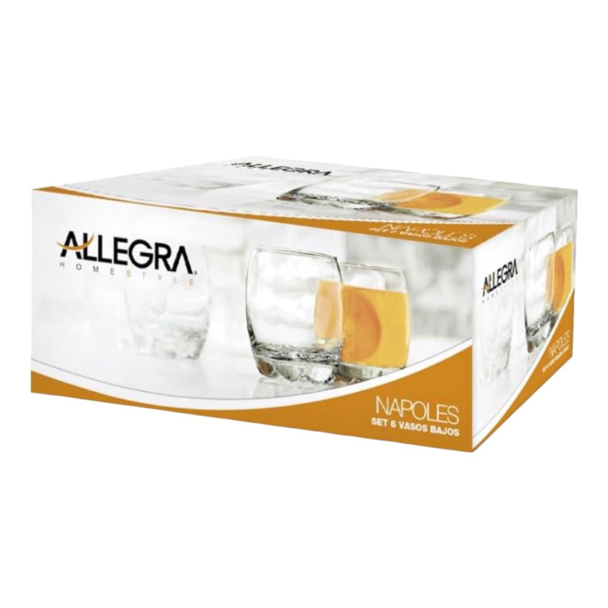 ALLEGRA - Set 6 Vasos Napoles W/B 290 Cc