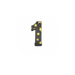 GENERICO - Vela De Numero 1 Estrella Negro y Dorado 8cm