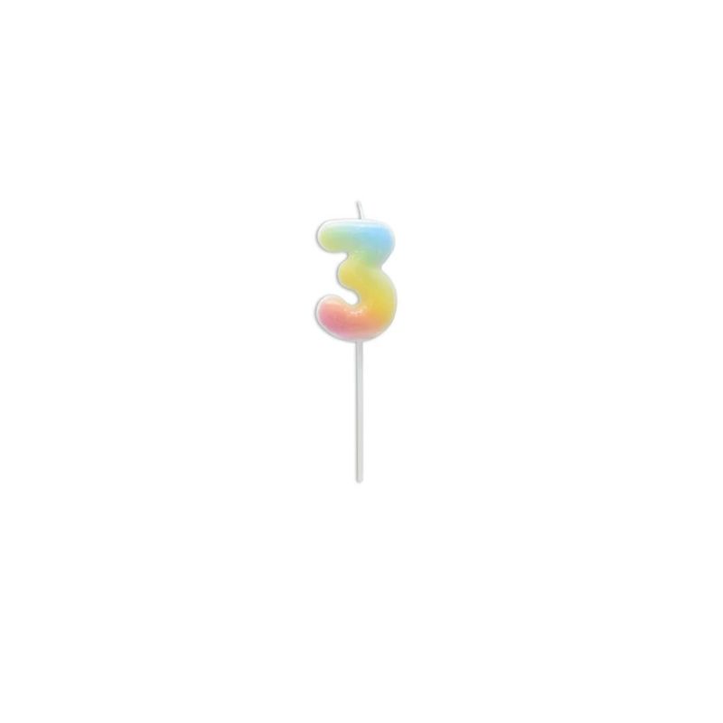 GENERICO - Vela De Numero 3 Color Pastel 14cm