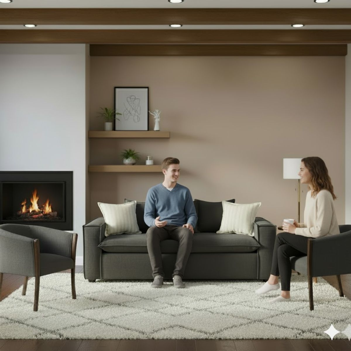 SITIAL HOME - Living 311 Bubha marengo sofa 3 cuerpos con resortes mas 2 sitiales