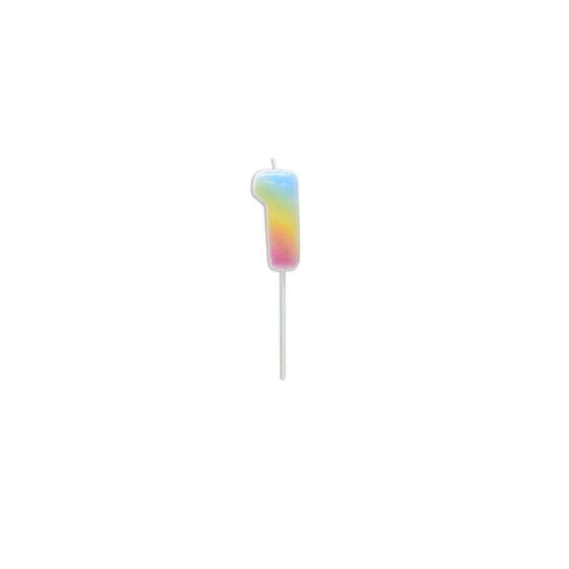 GENERICO - Vela De Numero 1 Color Pastel 14cm