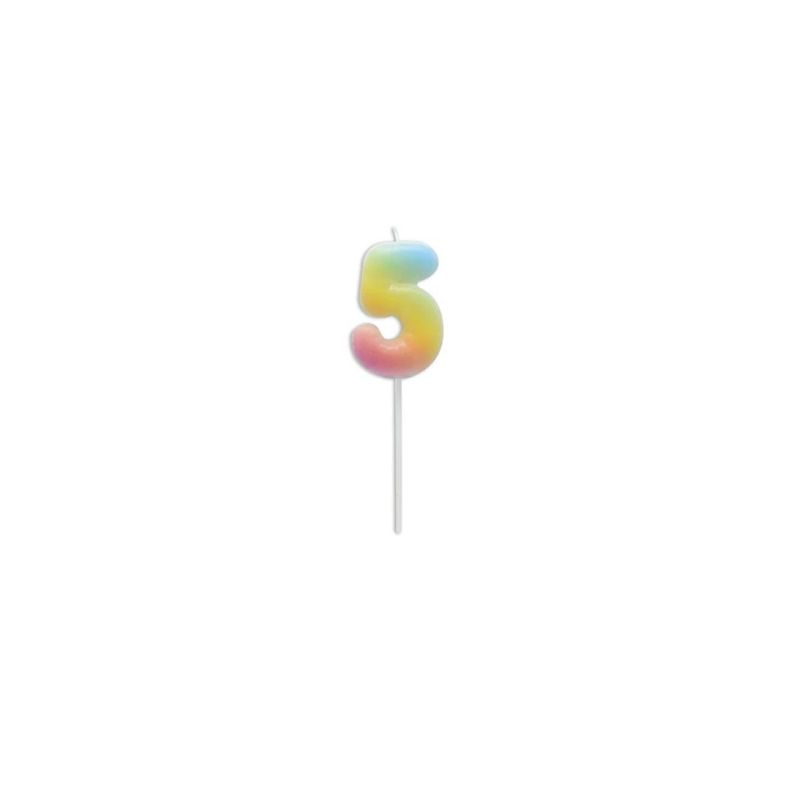 GENERICO - Vela De Numero 5 Color Pastel 14cm