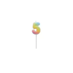 GENERICO - Vela De Numero 5 Color Pastel 14cm