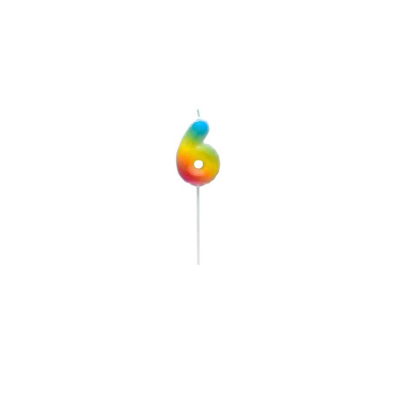 GENERICO - Vela De Numero 6 Color Pastel 14cm