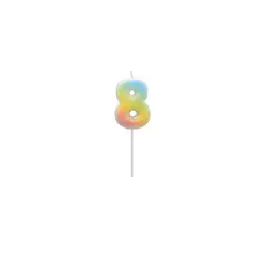 GENERICO - Vela De Numero 8 Color Pastel 14cm
