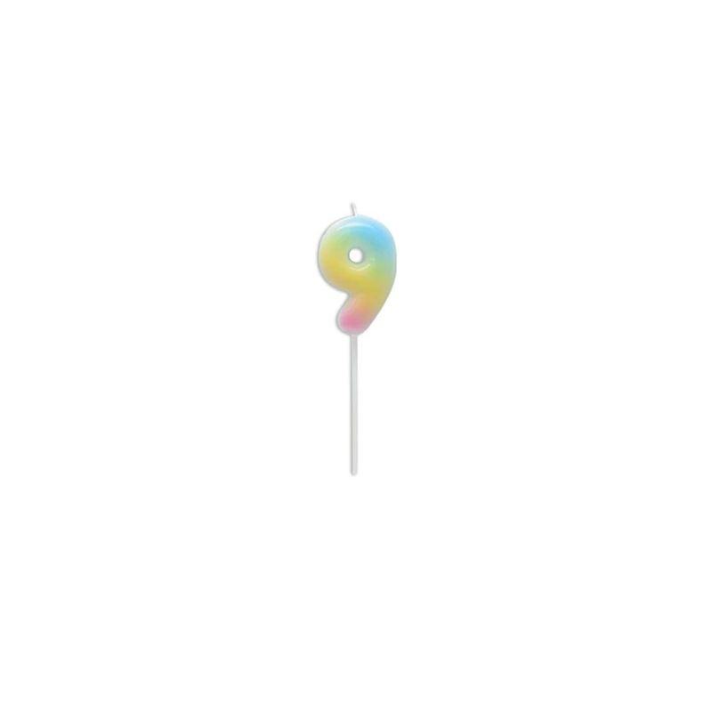 GENERICO - Vela De Numero 9 Color Pastel 14cm