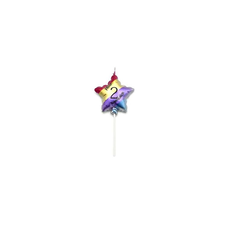 GENERICO - Vela De Numero 2 Estrella Multicolor 11cm