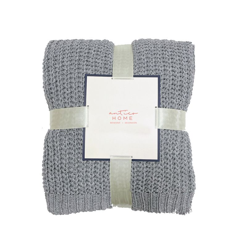 ANTICO HOME - Manta De Puntos Color Gris Perla Salvia Medidas 130x190 cm Antico Home