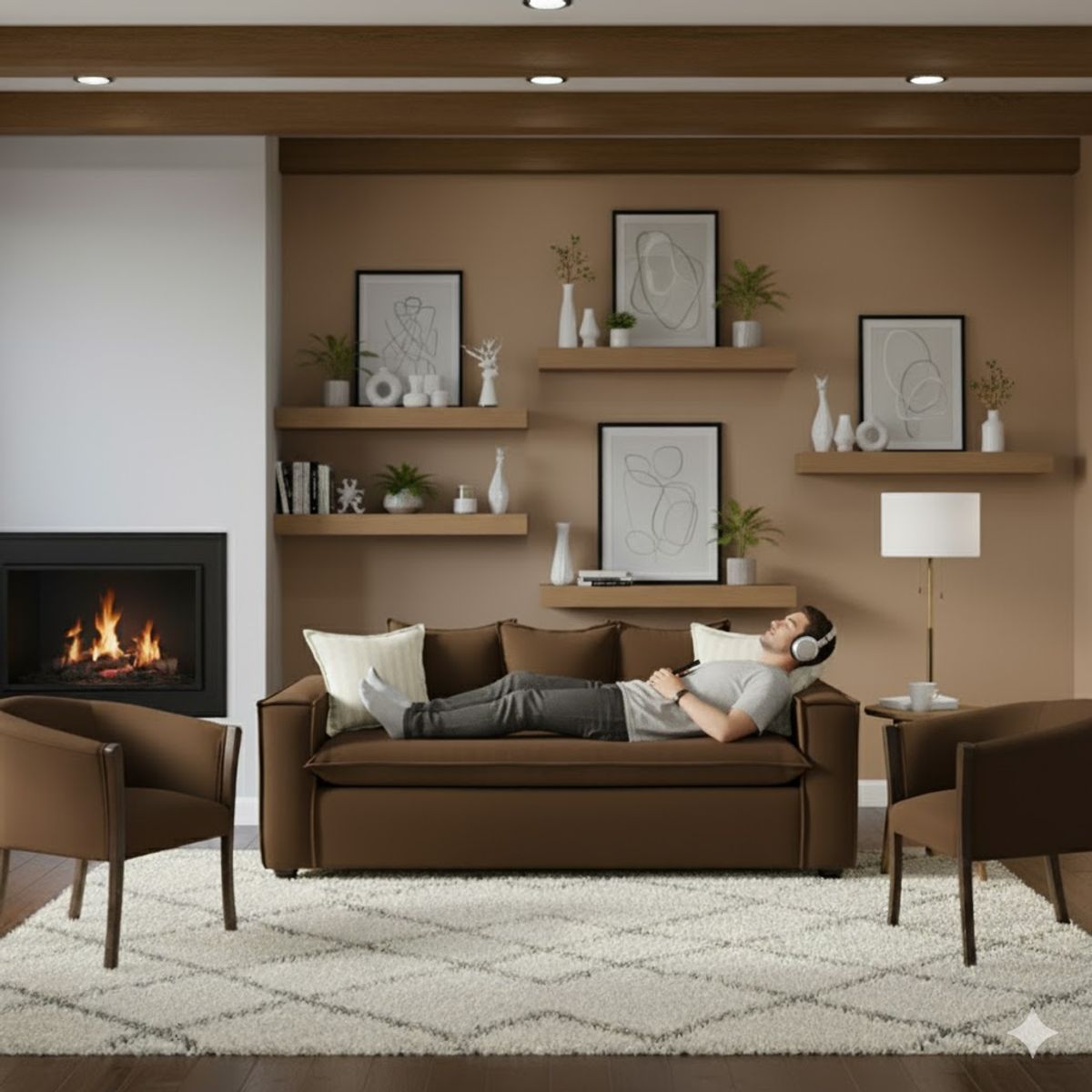 SITIAL HOME - Living 311 Bubha Cafe sofa 3 cuerpos con resortes mas 2 sitiales