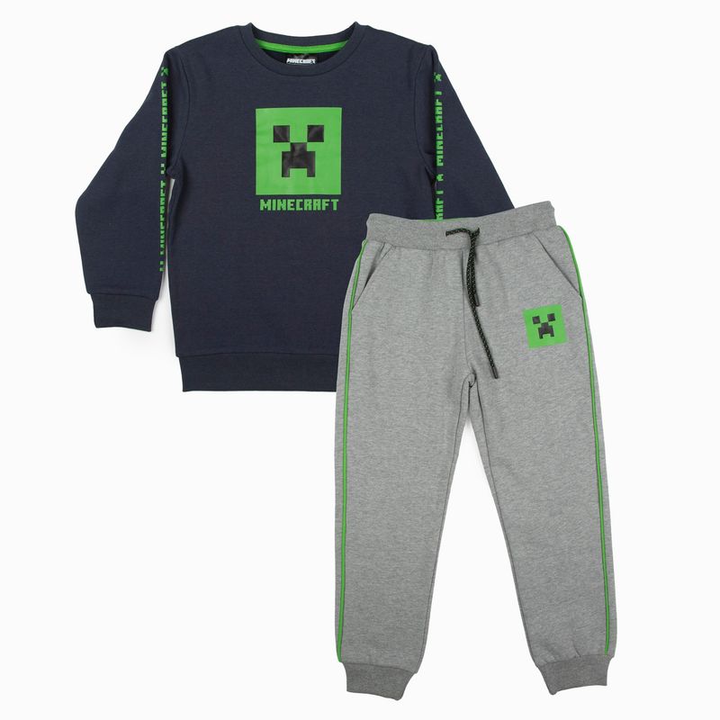 MINECRAFT - Conjunto de Buzo Niño Creeper Gris Minecraft