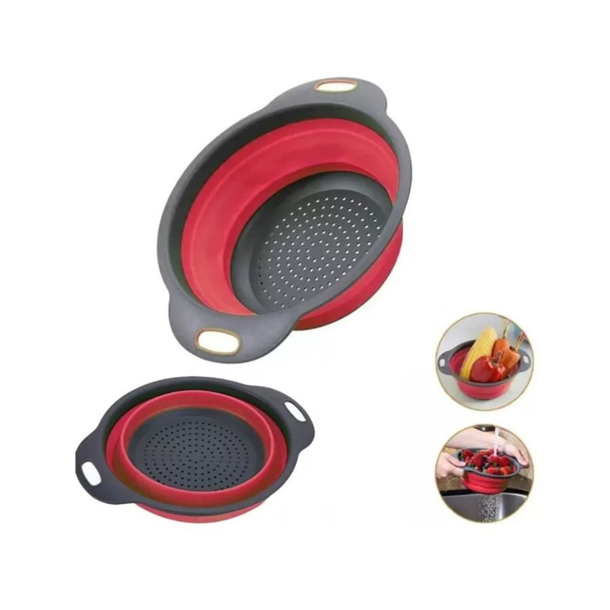 GENERICO - Colador Plegable De Silicona Redondo 24cm