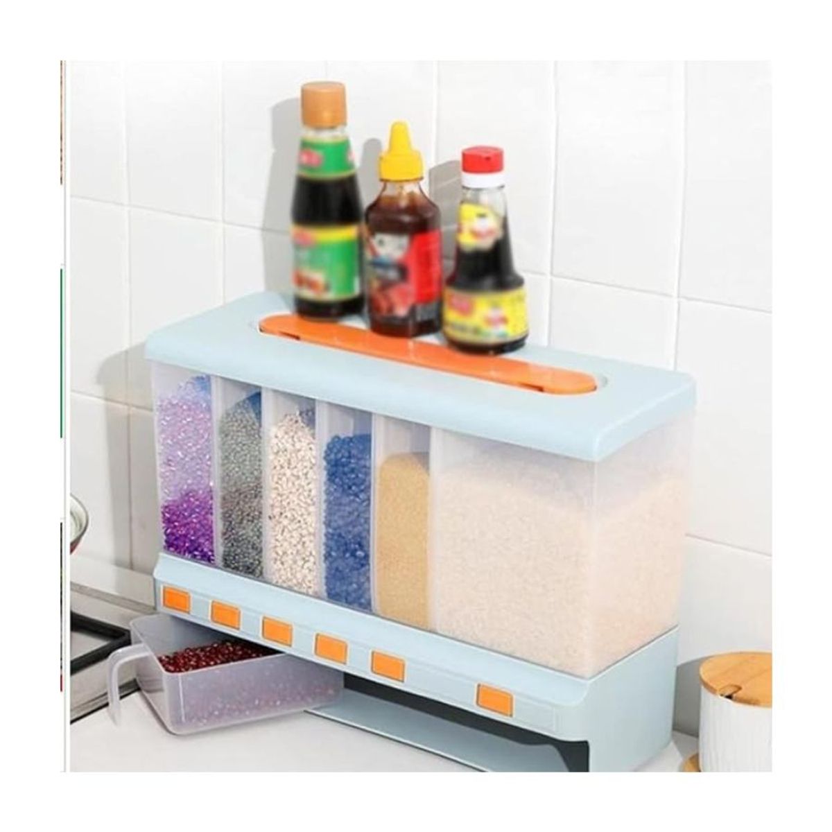 GENERICO - Dispensador De Mesa 6 Espacios Granos Cereal Arroz Pasta